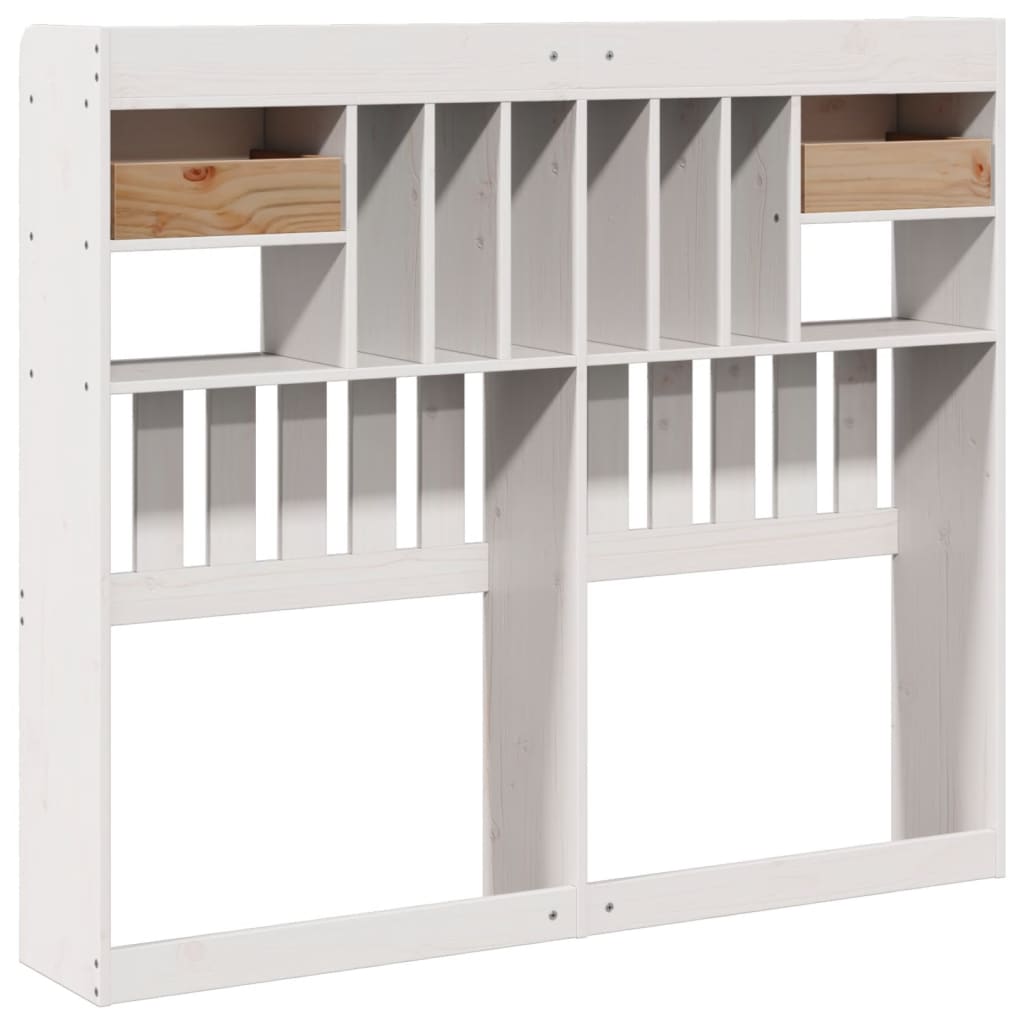 Tăblie de pat cu depozitare alb 135 cm lemn masiv de pin GartenMobel Dekor