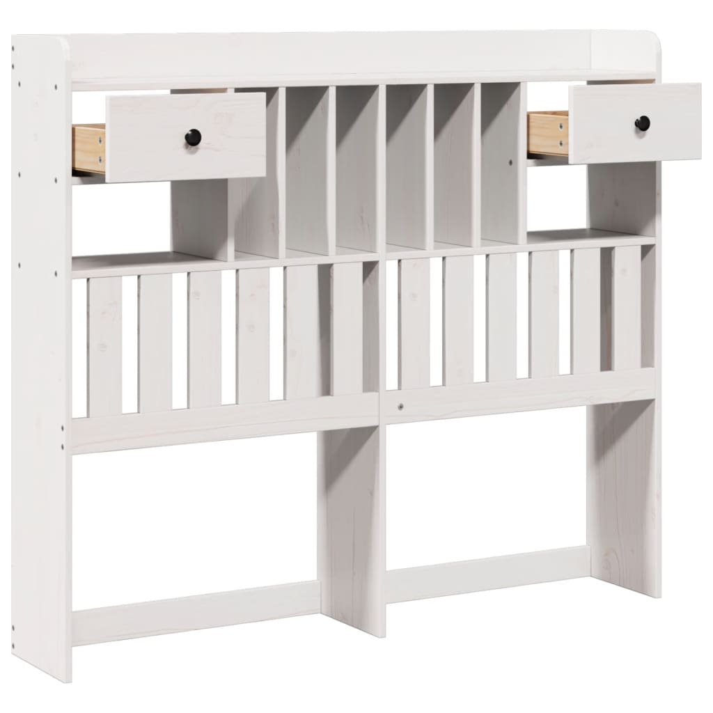 Tăblie de pat cu depozitare alb 135 cm lemn masiv de pin GartenMobel Dekor