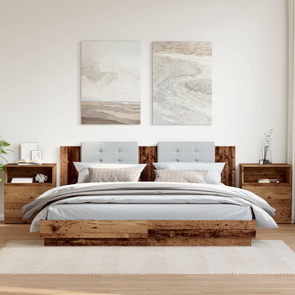 Noptiere, 2 buc, lemn învechit, 50x32x60 cm, lemn prelucrat GartenMobel Dekor