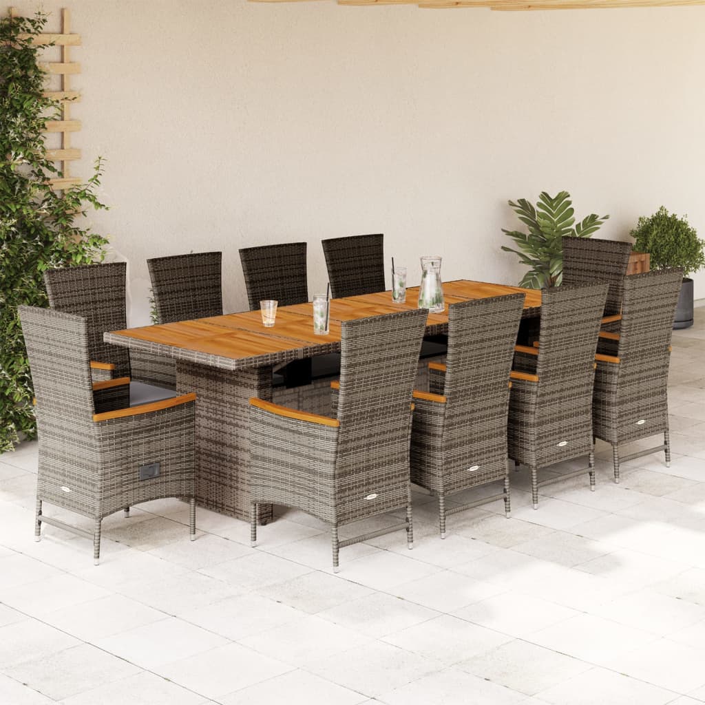 Set mobilier de grădină cu perne, 11 piese, gri, poliratan GartenMobel Dekor