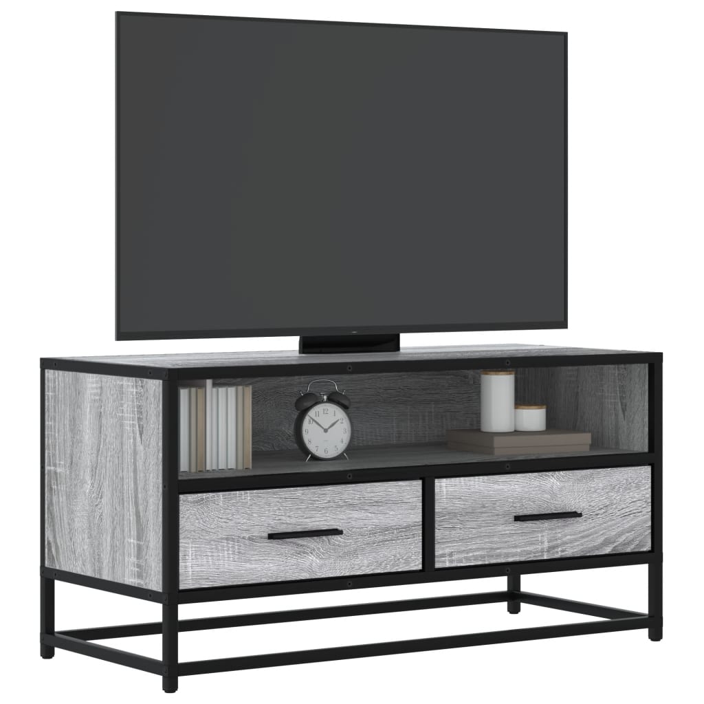 Dulap TV, gri sonoma, 80x34,5x40 cm, lemn prelucrat și metal GartenMobel Dekor