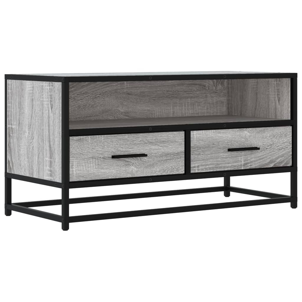Dulap TV, gri sonoma, 80x34,5x40 cm, lemn prelucrat și metal GartenMobel Dekor