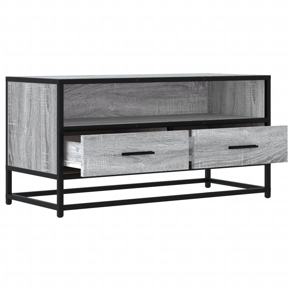 Dulap TV, gri sonoma, 80x34,5x40 cm, lemn prelucrat și metal GartenMobel Dekor