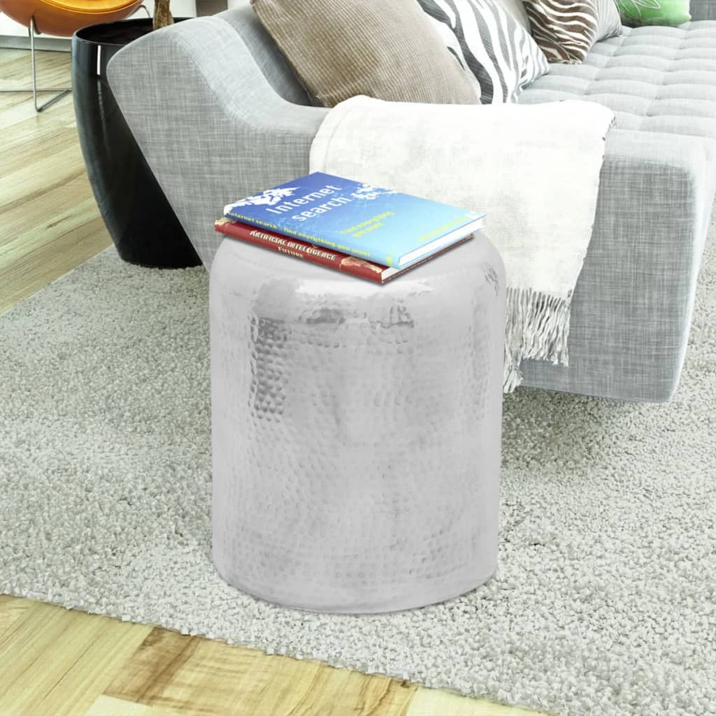 Scaun/Masă laterală din aluminiu bătut la ciocan, argintiu  GartenMobel Dekor
