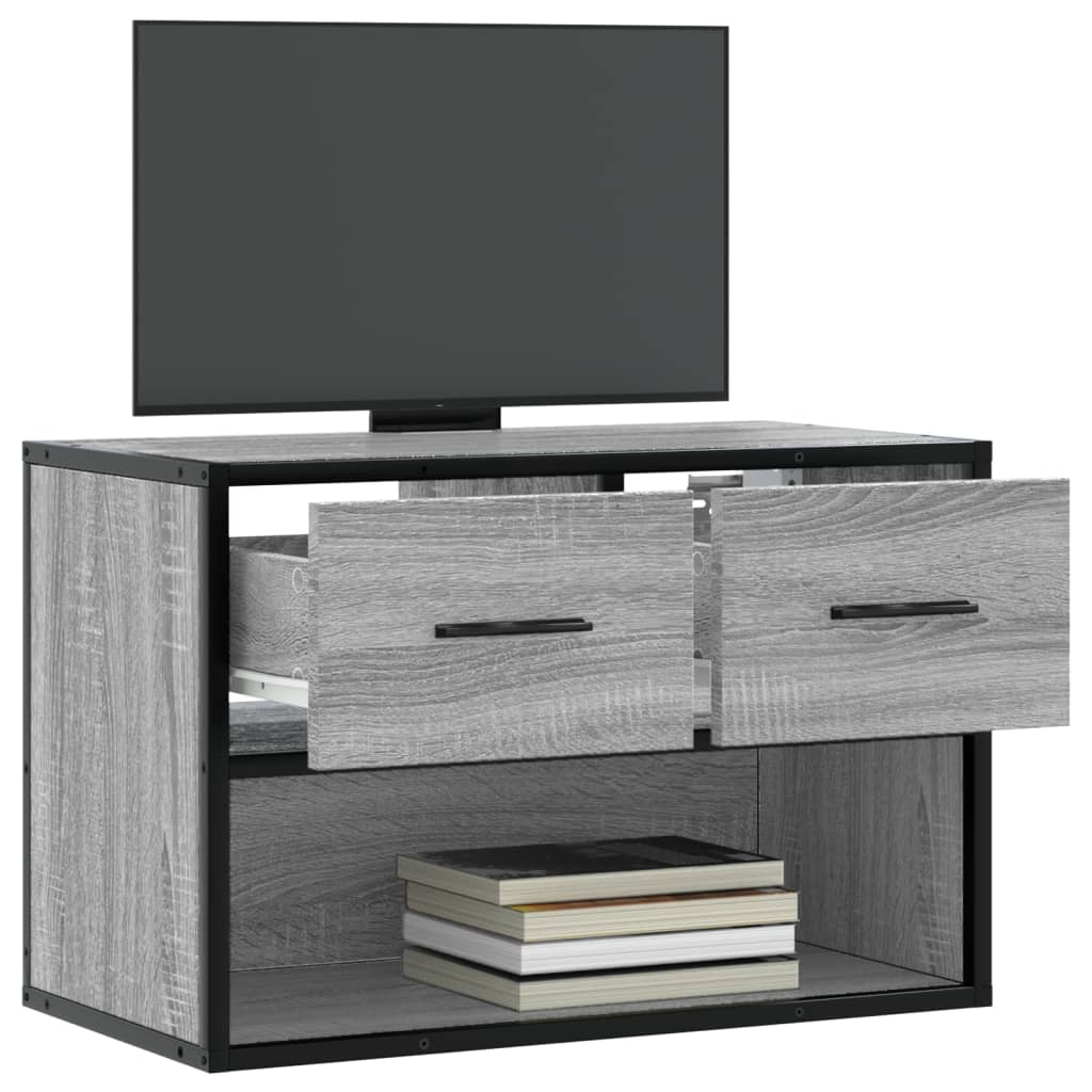 Dulap TV, gri sonoma, 60x31x39,5 cm, lemn prelucrat și metal GartenMobel Dekor