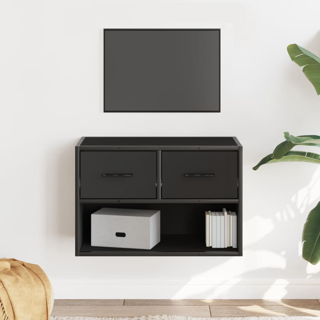 Dulap TV, negru, 60x31x39,5 cm, lemn prelucrat și metal GartenMobel Dekor