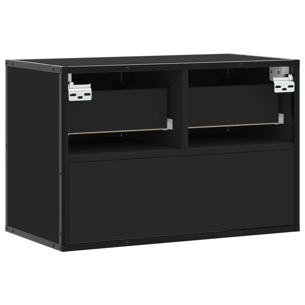 Dulap TV, negru, 60x31x39,5 cm, lemn prelucrat și metal GartenMobel Dekor