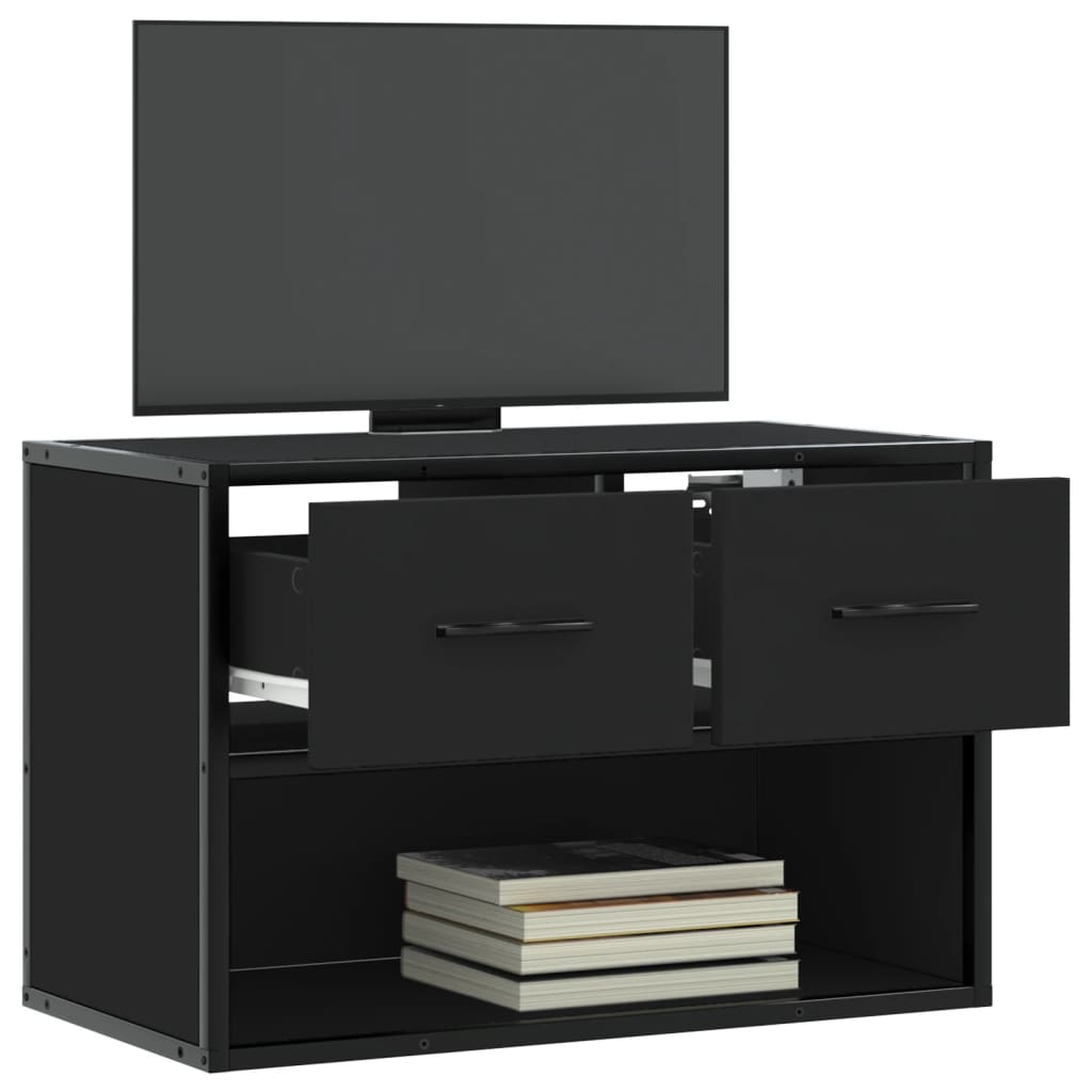 Dulap TV, negru, 60x31x39,5 cm, lemn prelucrat și metal GartenMobel Dekor