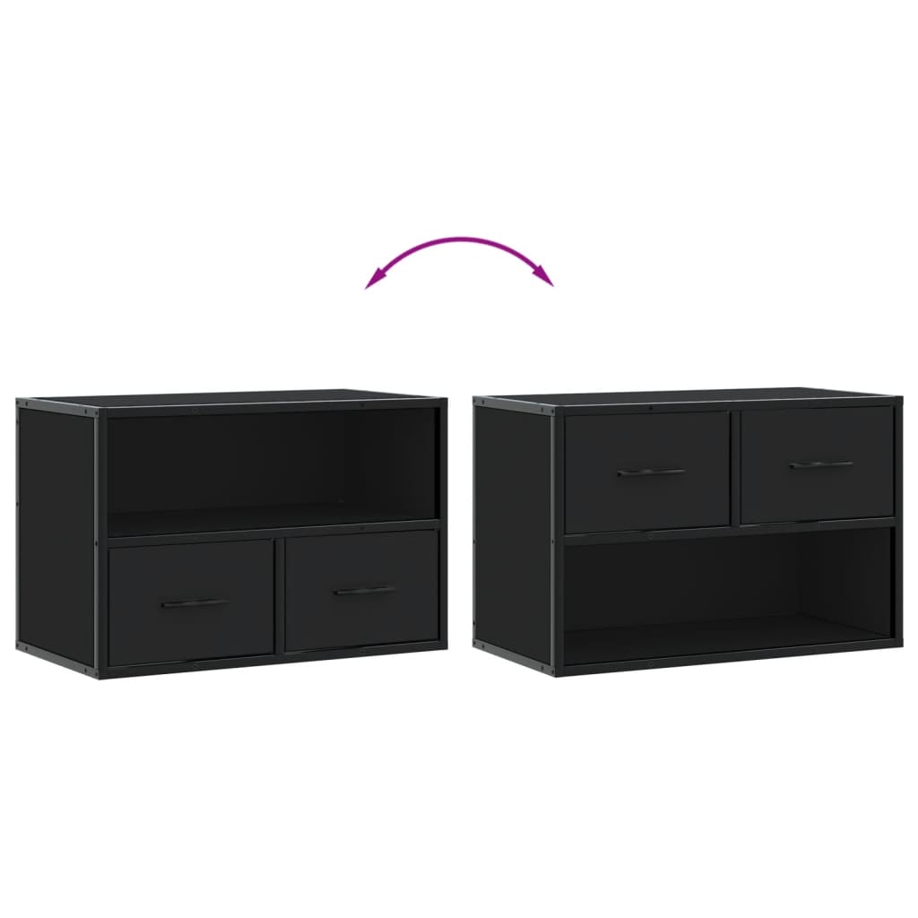 Dulap TV, negru, 60x31x39,5 cm, lemn prelucrat și metal GartenMobel Dekor