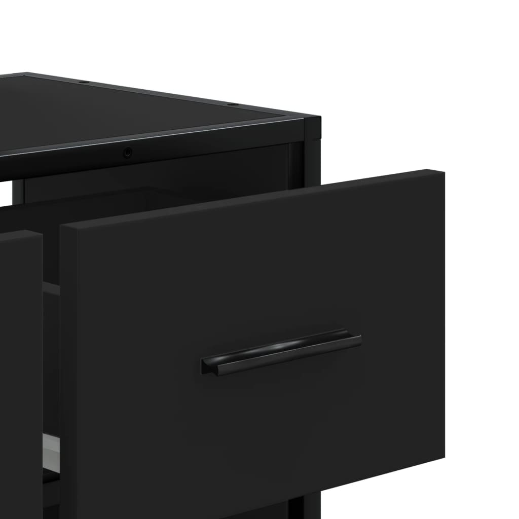 Dulap TV, negru, 60x31x39,5 cm, lemn prelucrat și metal GartenMobel Dekor