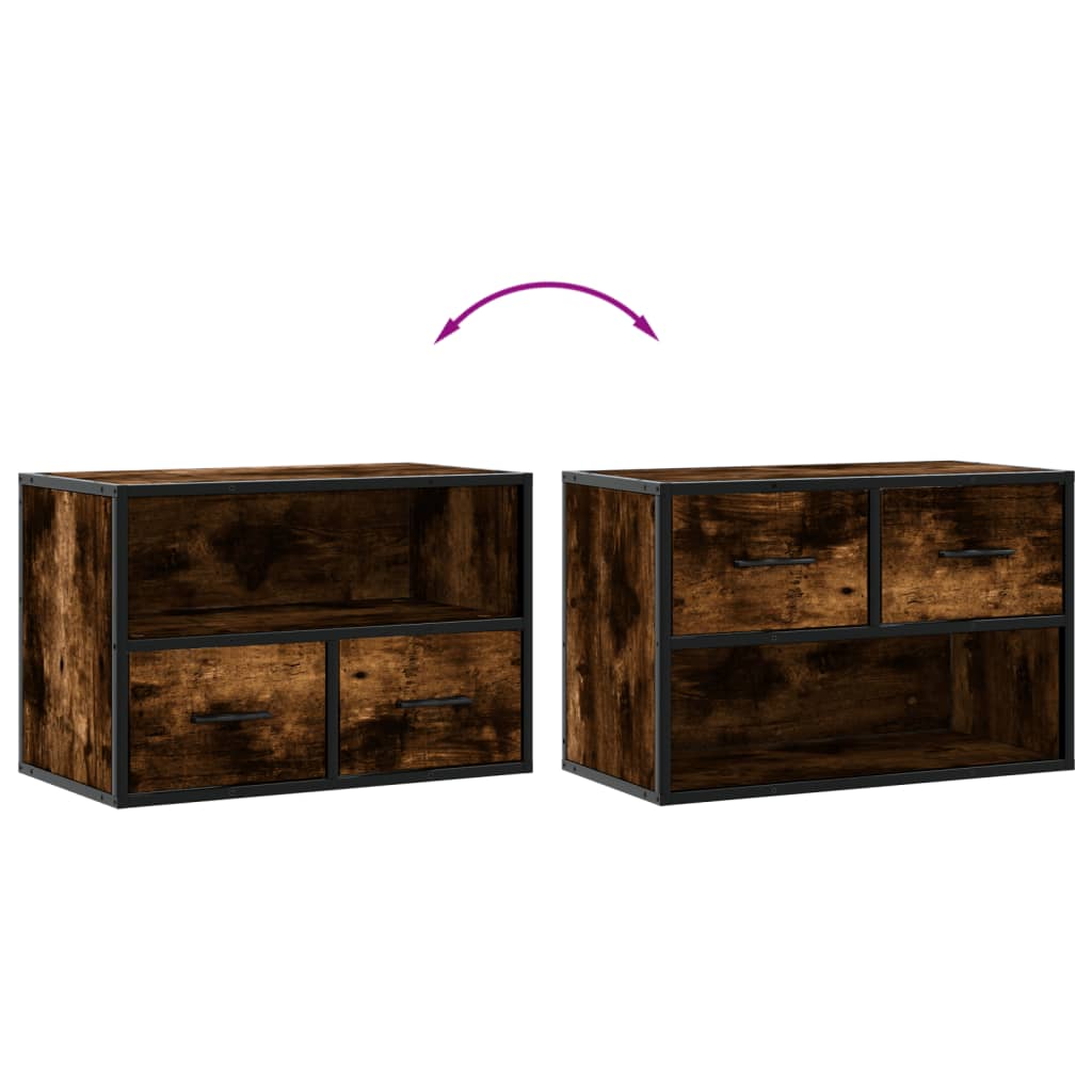 Dulap TV, stejar fumuriu, 60x31x39,5 cm lemn și metal GartenMobel Dekor