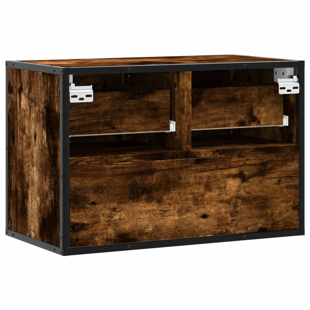 Dulap TV, stejar fumuriu, 60x31x39,5 cm lemn și metal GartenMobel Dekor