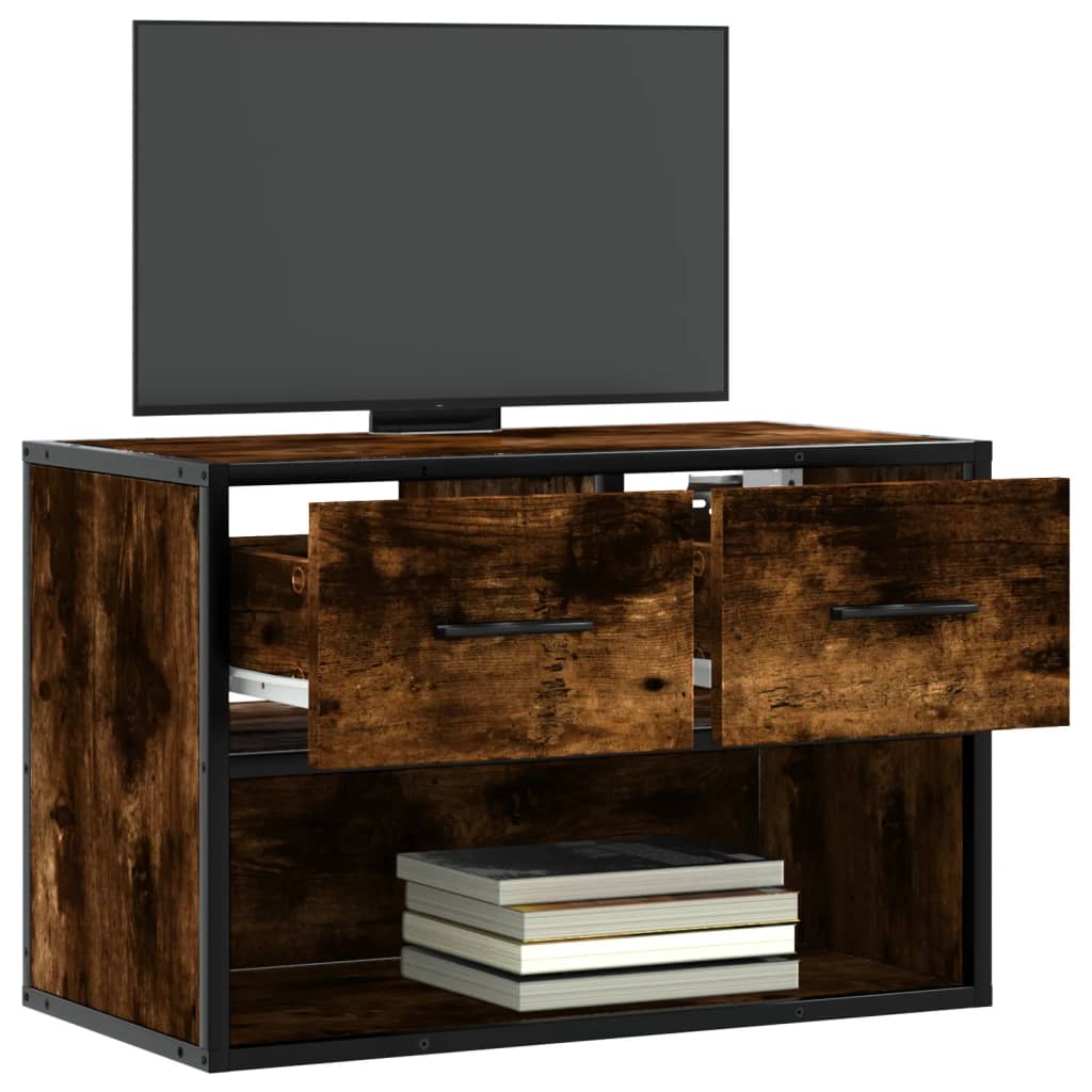 Dulap TV, stejar fumuriu, 60x31x39,5 cm lemn și metal GartenMobel Dekor