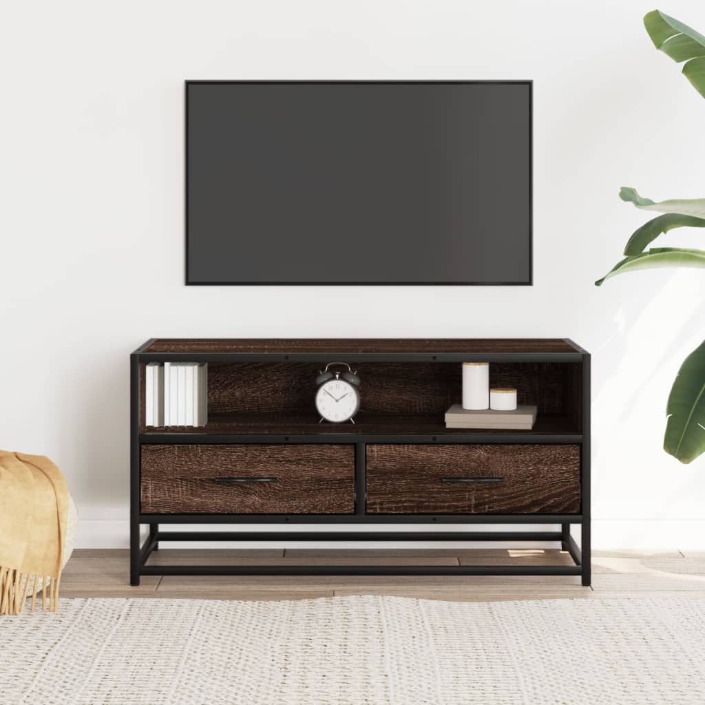 Dulap TV, stejar maro, 80x34,5x40 cm, lemn prelucrat și metal GartenMobel Dekor