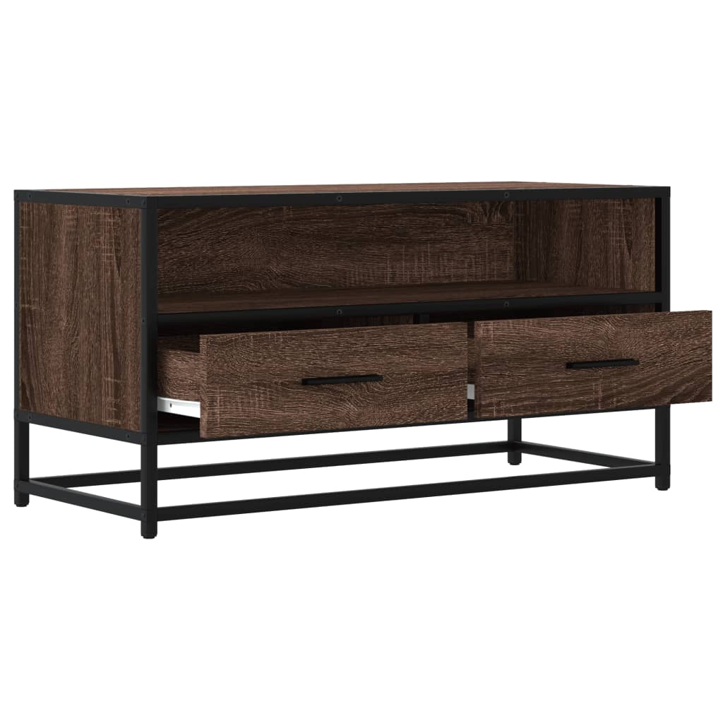 Dulap TV, stejar maro, 80x34,5x40 cm, lemn prelucrat și metal GartenMobel Dekor