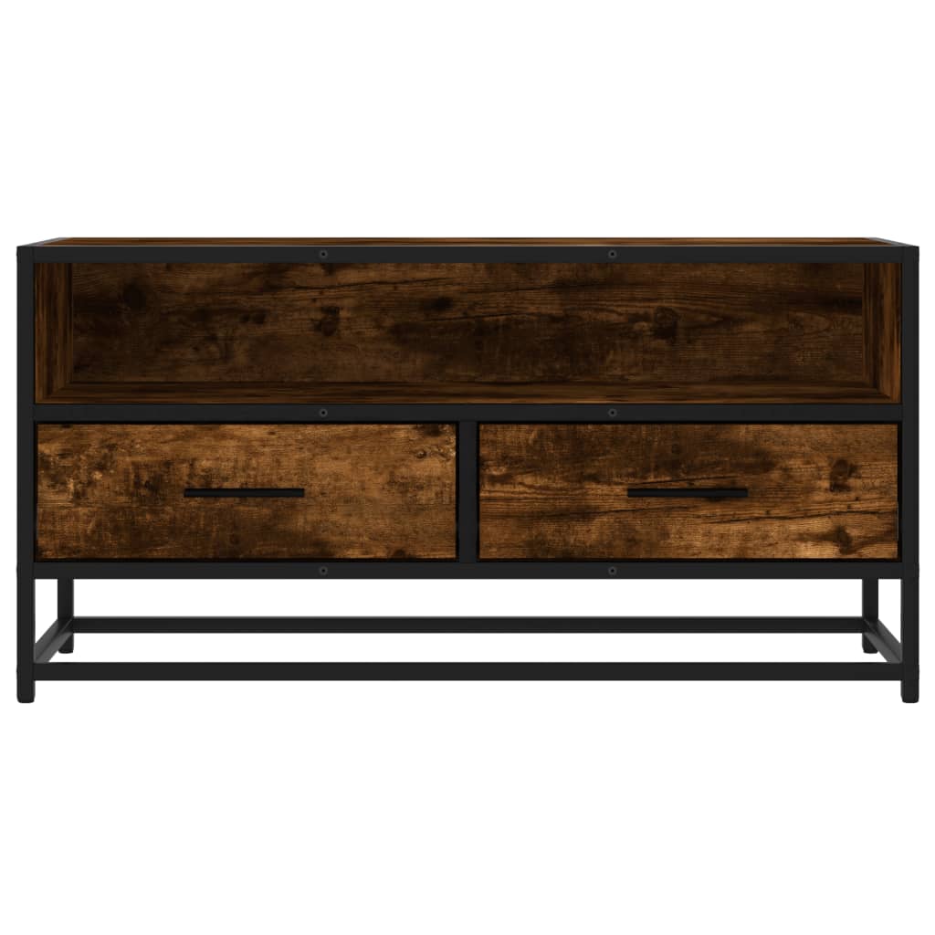 Dulap TV stejar fumuriu, 80x34,5x40 cm, lemn prelucrat și metal GartenMobel Dekor