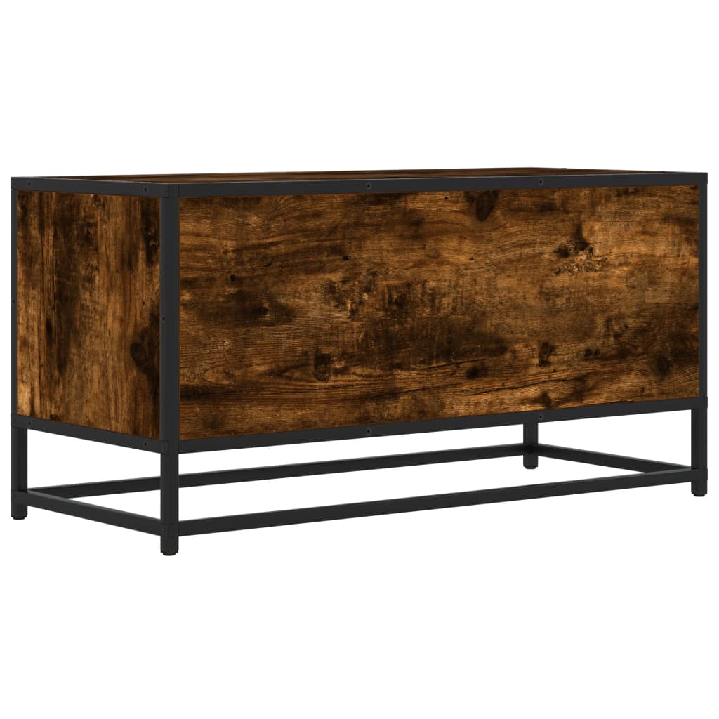 Dulap TV stejar fumuriu, 80x34,5x40 cm, lemn prelucrat și metal GartenMobel Dekor