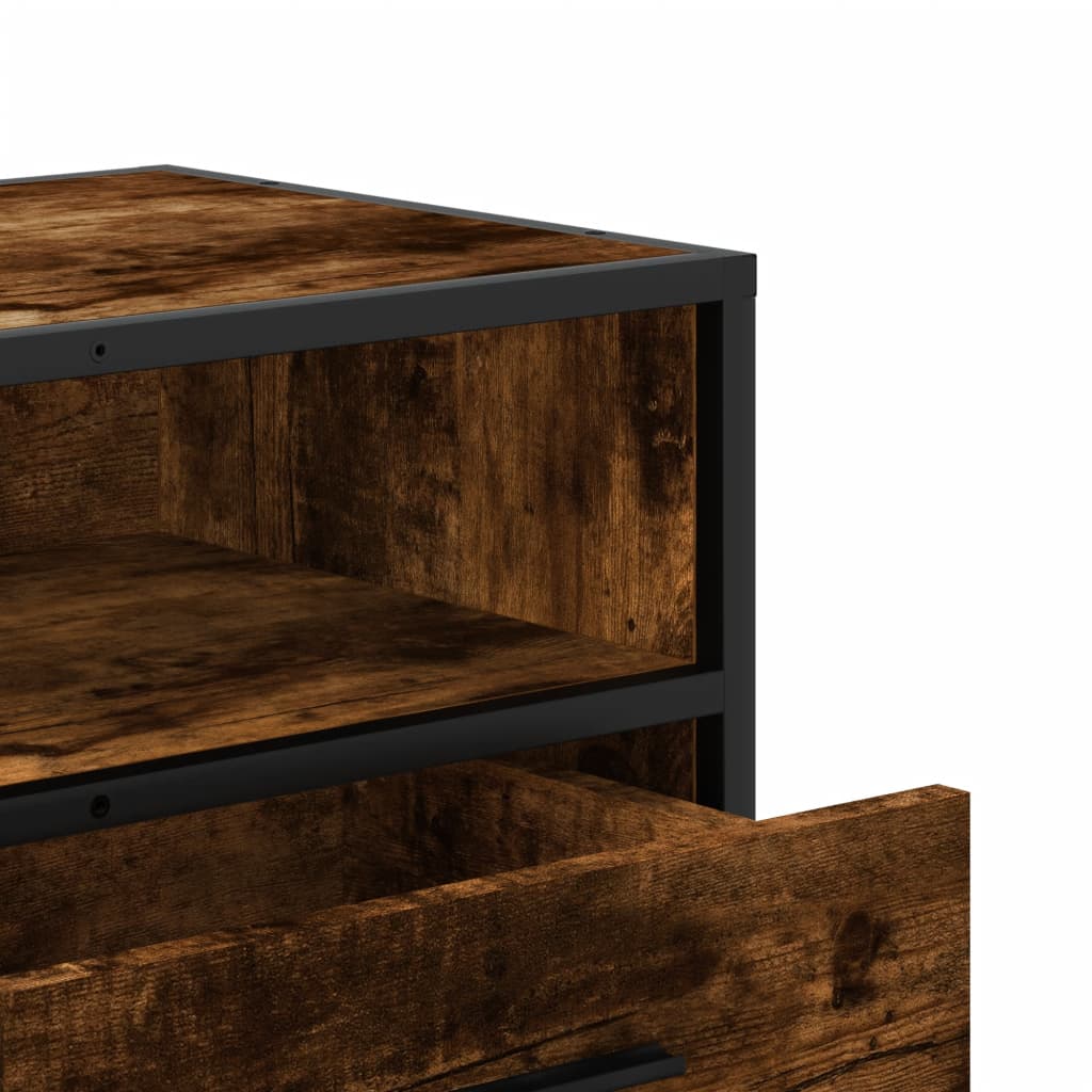 Dulap TV stejar fumuriu, 80x34,5x40 cm, lemn prelucrat și metal GartenMobel Dekor