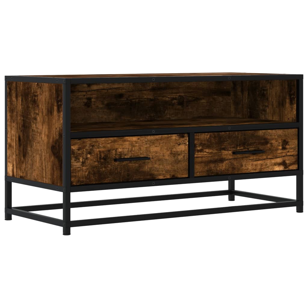Dulap TV stejar fumuriu, 80x34,5x40 cm, lemn prelucrat și metal GartenMobel Dekor