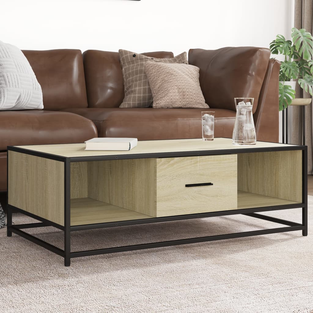 Măsuță cafea stejar sonoma 100x57x35 cm lemn prelucrat și metal GartenMobel Dekor