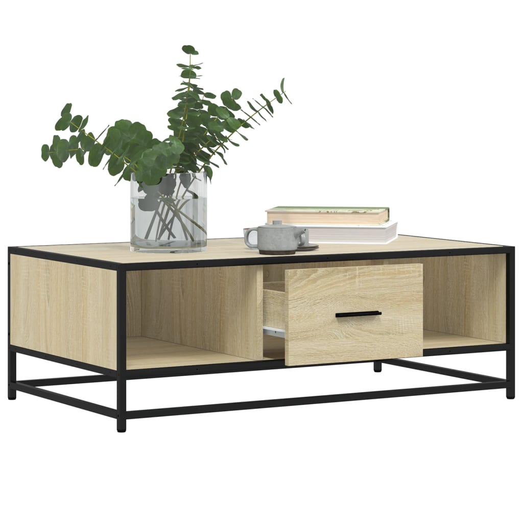 Măsuță cafea stejar sonoma 100x57x35 cm lemn prelucrat și metal GartenMobel Dekor