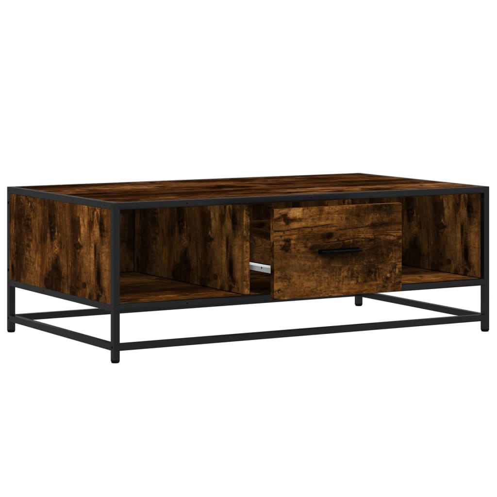 Măsuță de cafea stejar fumuriu 100x57x35cm lemn prelucrat/metal GartenMobel Dekor