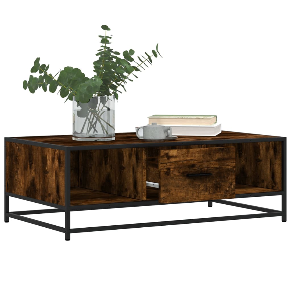 Măsuță de cafea stejar fumuriu 100x57x35cm lemn prelucrat/metal GartenMobel Dekor