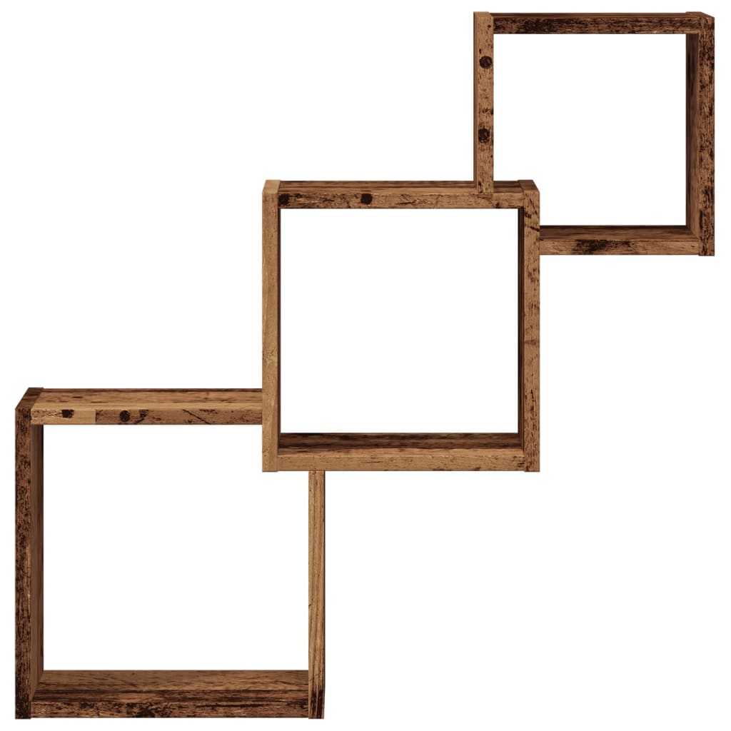 Rafturi de perete, cub, lemn vechi, 68x15x68 cm, lemn prelucrat GartenMobel Dekor