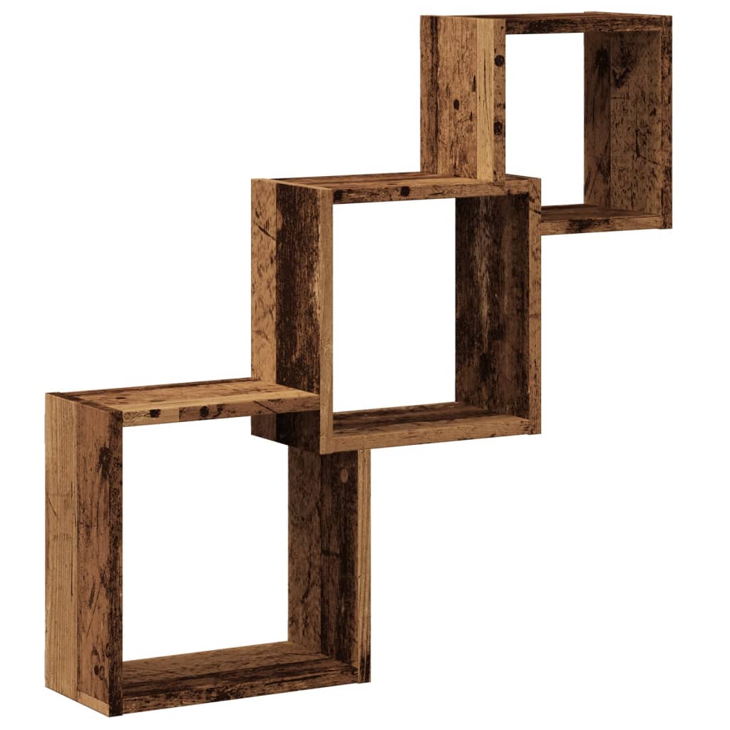 Rafturi de perete, cub, lemn vechi, 68x15x68 cm, lemn prelucrat GartenMobel Dekor