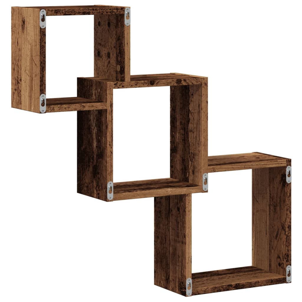 Rafturi de perete, cub, lemn vechi, 68x15x68 cm, lemn prelucrat GartenMobel Dekor