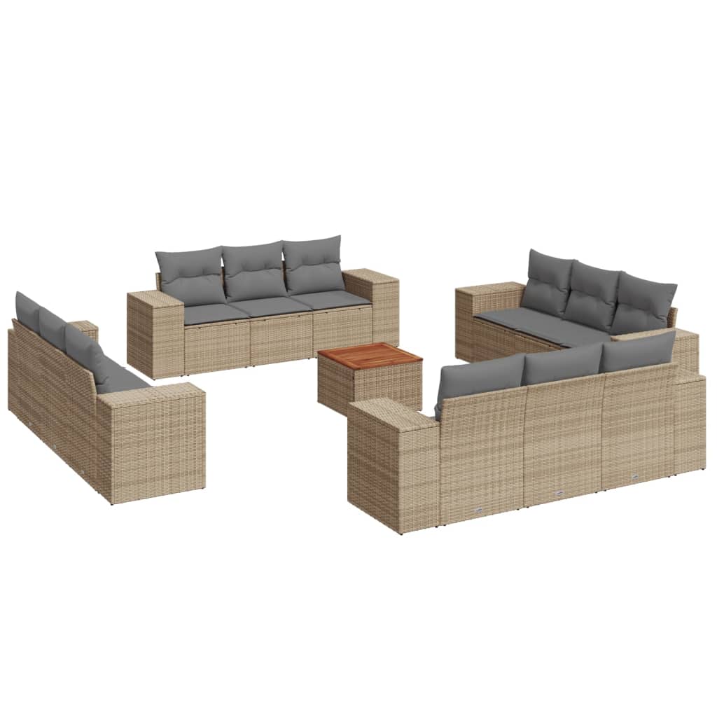 Set canapele de grădină, 13 piese, cu perne, bej, poliratan GartenMobel Dekor