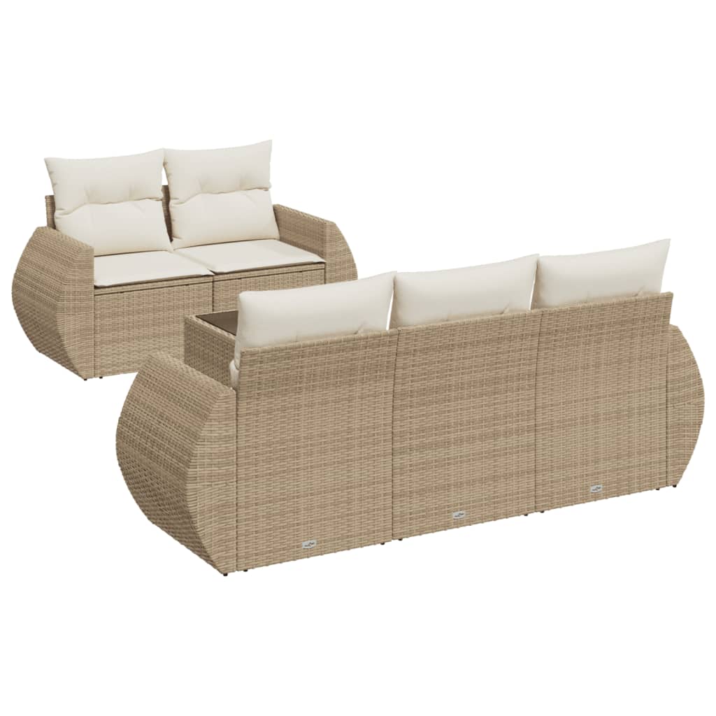 Set canapele de grădină cu perne, 6 piese, bej, poliratan GartenMobel Dekor