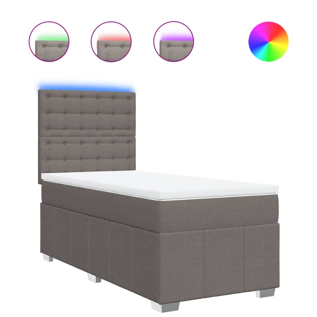 Pat box spring cu saltea, gri taupe, 80x200 cm, textil GartenMobel Dekor