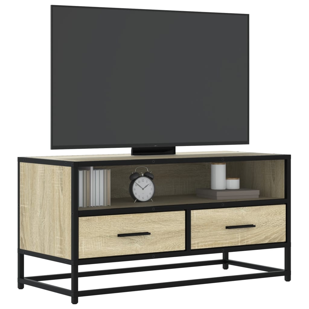 Dulap TV, stejar sonoma, 80x34,5x40 cm, lemn prelucrat și metal GartenMobel Dekor