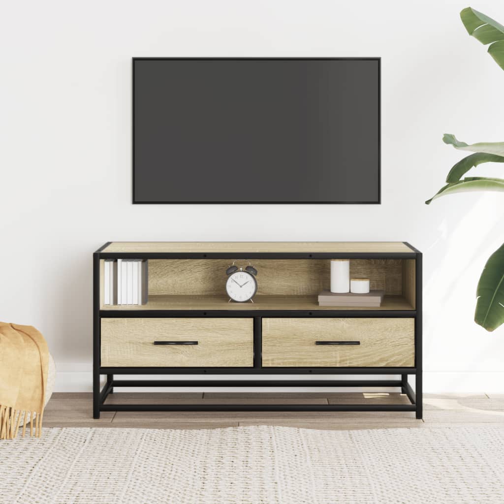 Dulap TV, stejar sonoma, 80x34,5x40 cm, lemn prelucrat și metal GartenMobel Dekor