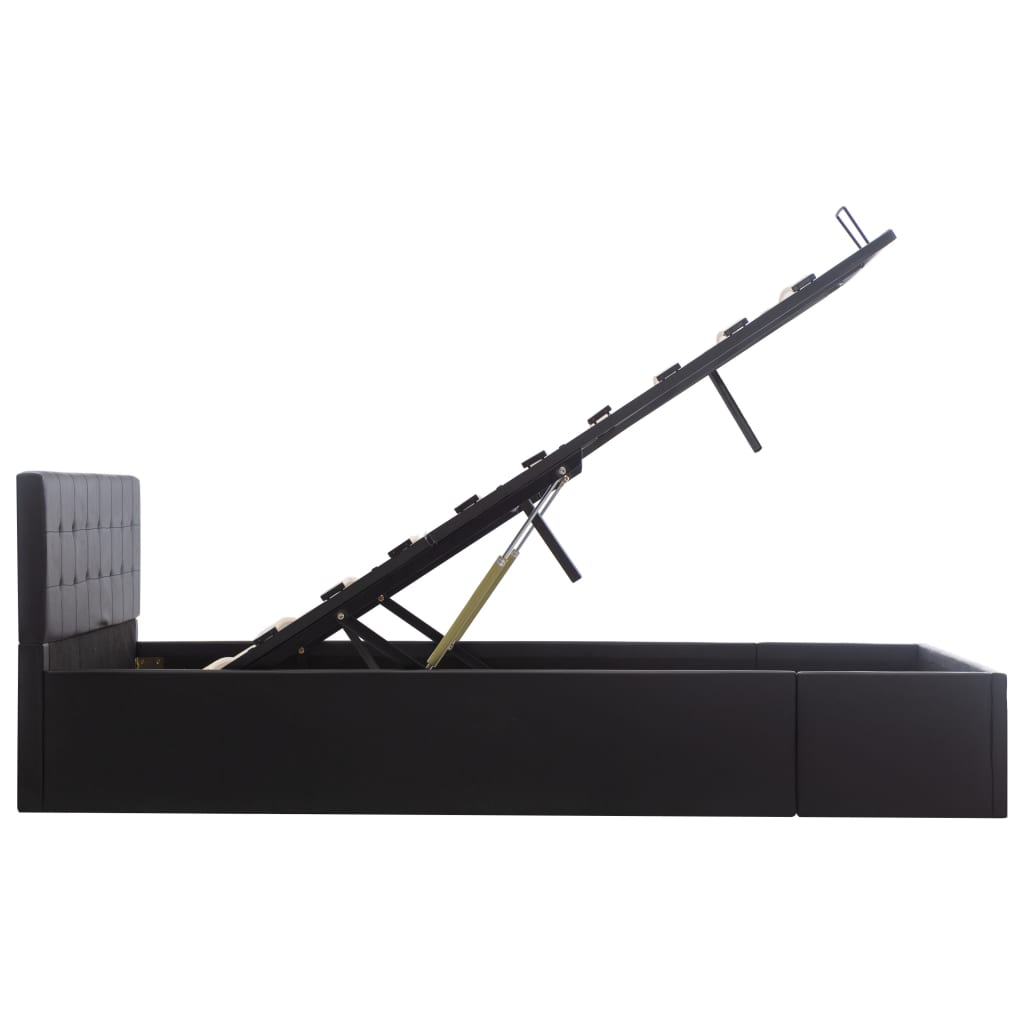 Cadru pat hidraulic, depozitare, negru 140 x 200 cm, piele eco GartenMobel Dekor