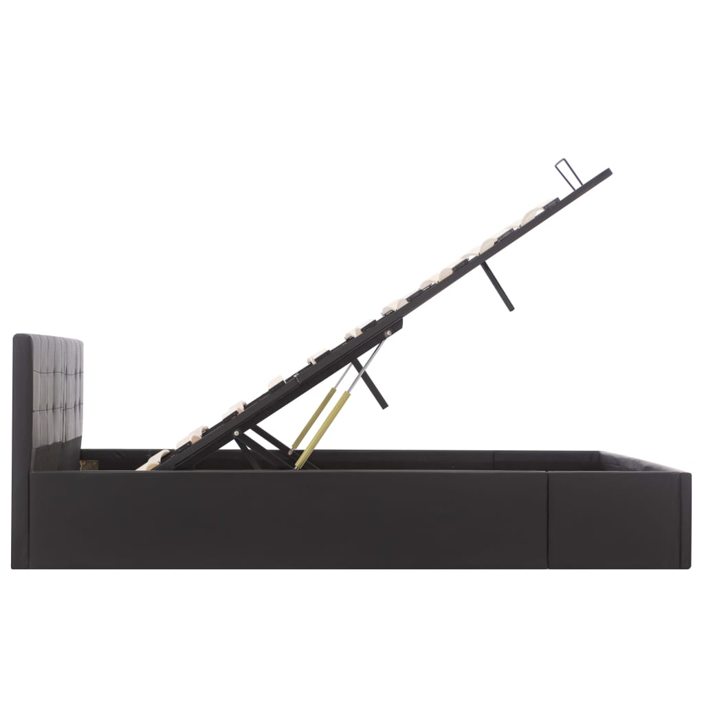 Cadru pat hidraulic, depozitare, negru 160 x 200 cm, piele eco GartenMobel Dekor
