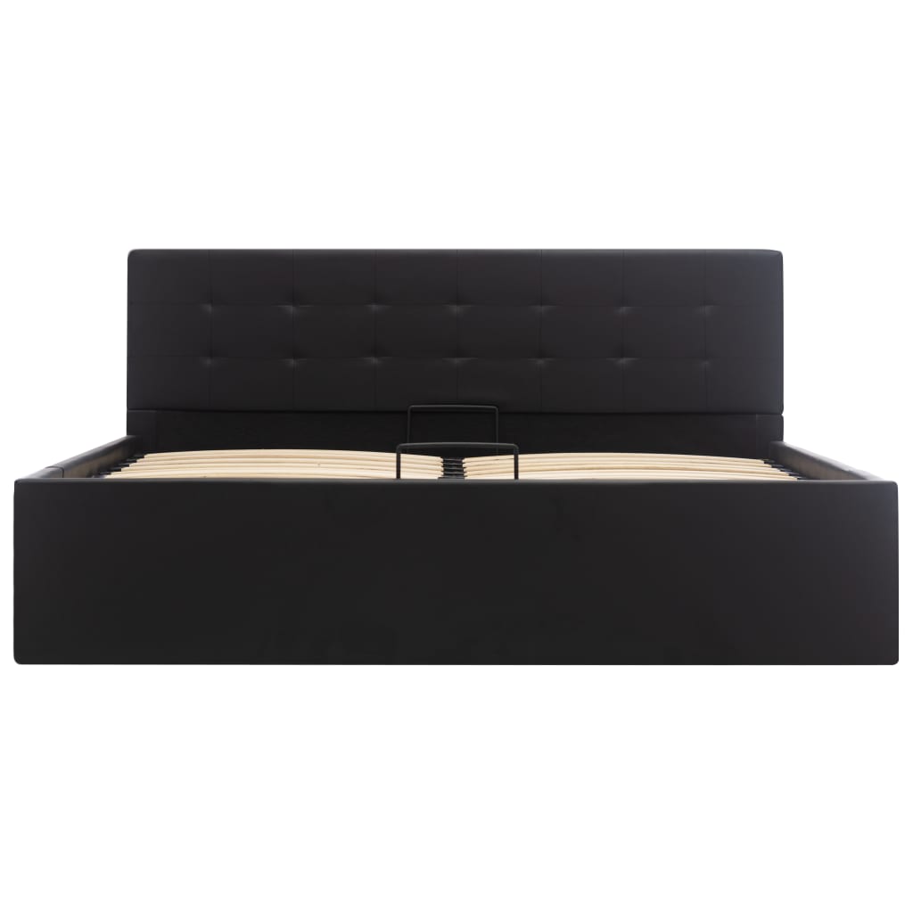 Cadru pat hidraulic, depozitare, negru 160 x 200 cm, piele eco GartenMobel Dekor