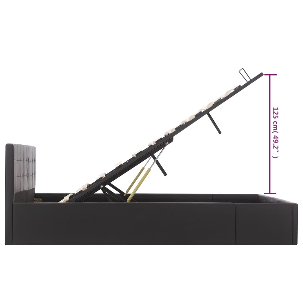 Cadru pat hidraulic, depozitare, negru 160 x 200 cm, piele eco GartenMobel Dekor