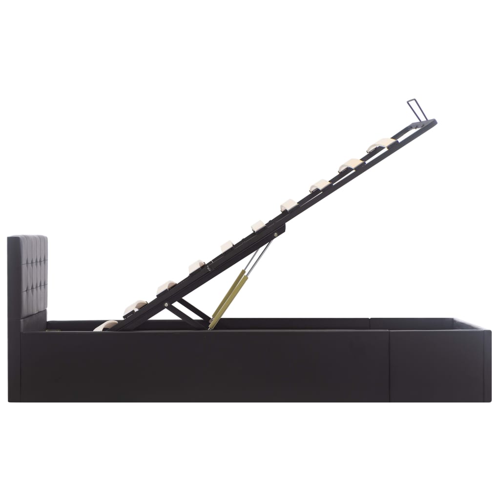 Cadru pat hidraulic cu ladă negru 90 x 200 cm piele ecologică GartenMobel Dekor