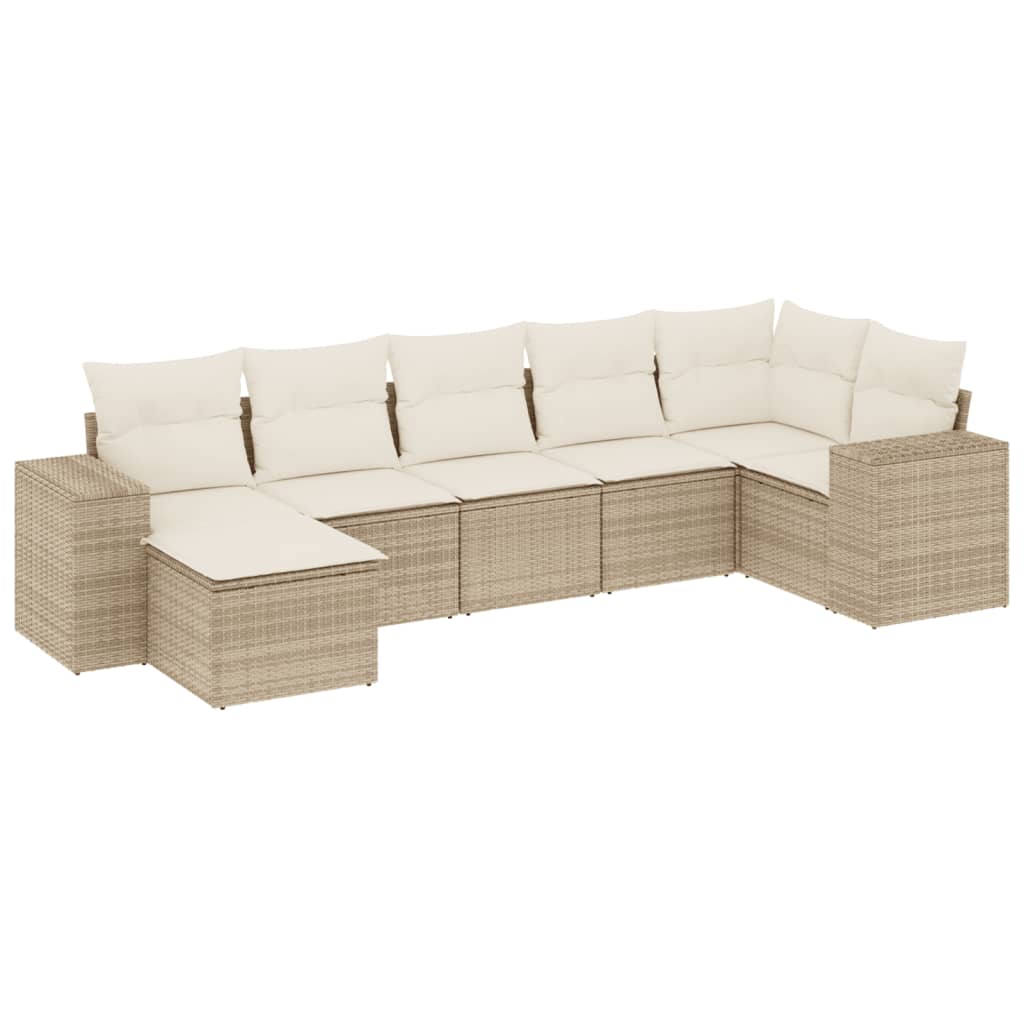 Set canapele de grădină, 7 piese, cu perne, bej, poliratan GartenMobel Dekor