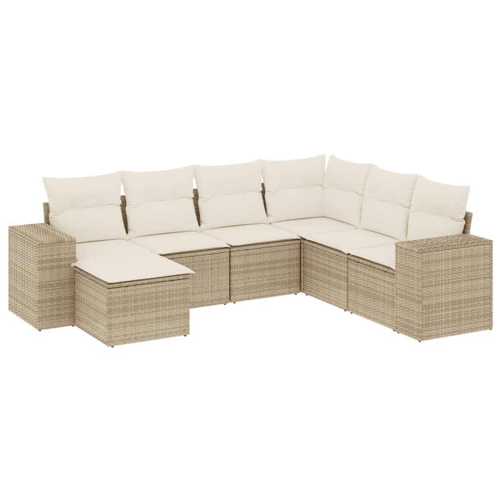 Set canapele de grădină, 7 piese, cu perne, bej, poliratan GartenMobel Dekor