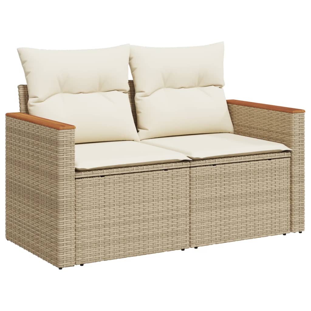 Set canapele de grădină, 7 piese, cu perne, bej, poliratan GartenMobel Dekor