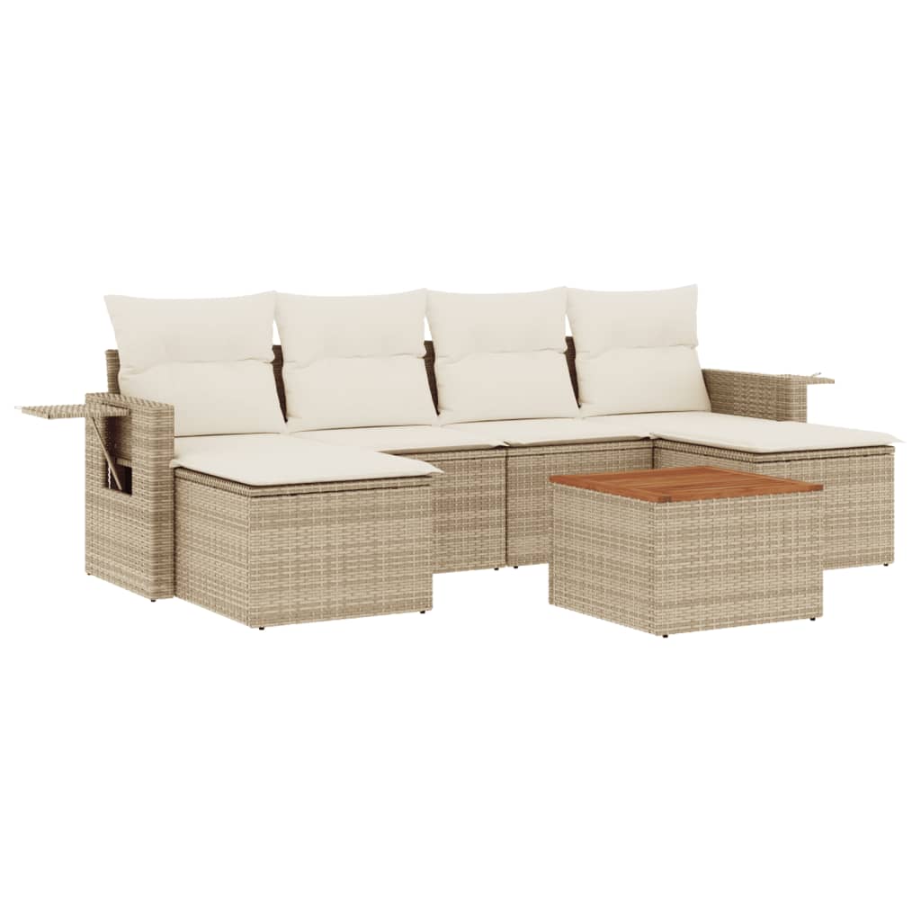 Set canapele de grădină, 7 piese, cu perne, bej, poliratan GartenMobel Dekor
