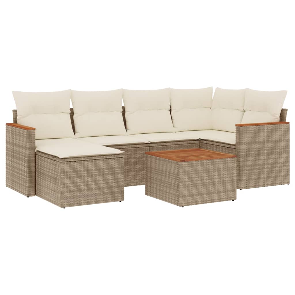 Set canapele de grădină, 7 piese, cu perne, bej, poliratan GartenMobel Dekor