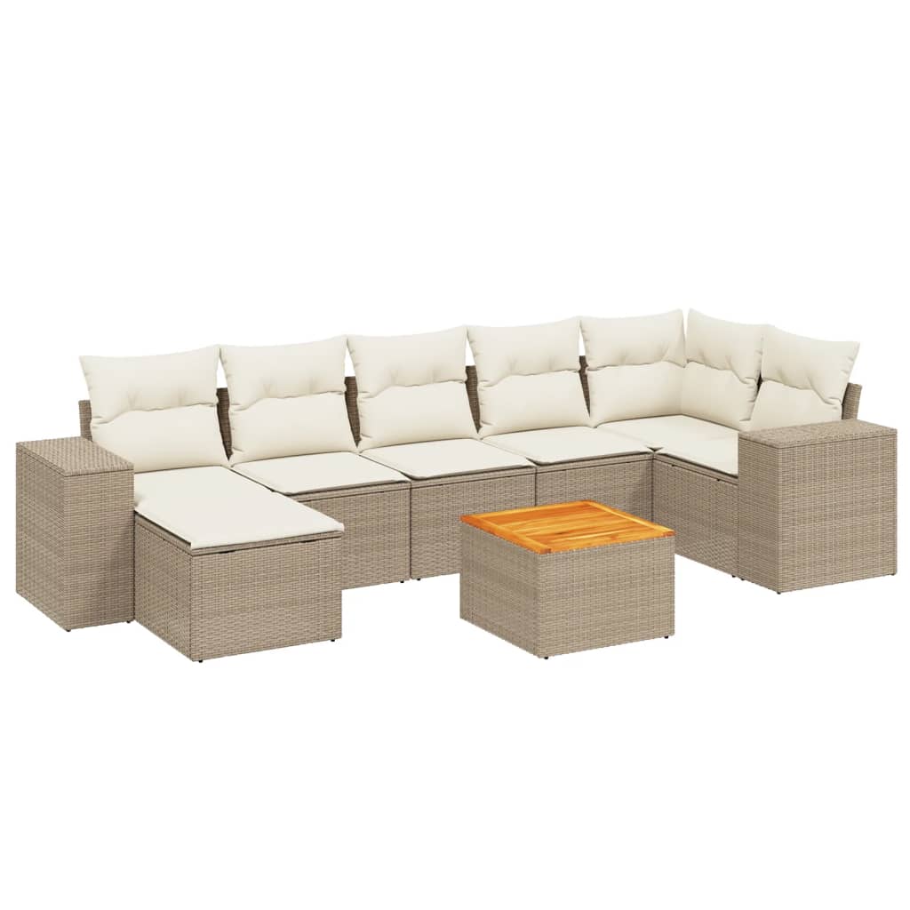 Set canapele de grădină, 8 piese, cu perne, bej, poliratan GartenMobel Dekor