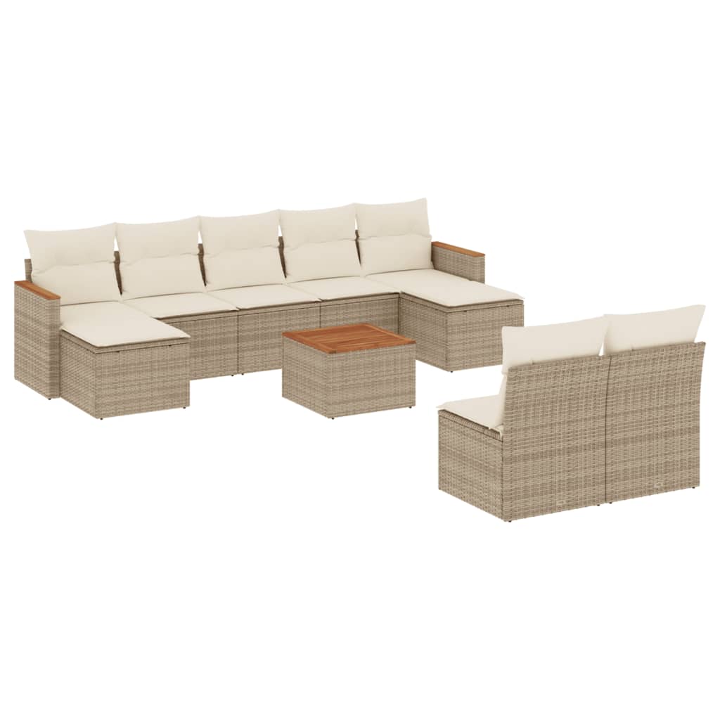 Set canapele de grădină cu perne, 10 piese, bej, poliratan GartenMobel Dekor