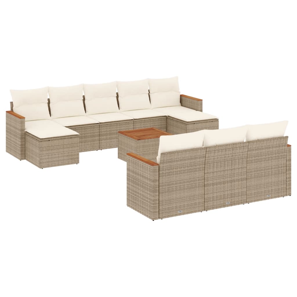 Set canapele de grădină cu perne, 11 piese, bej, poliratan GartenMobel Dekor