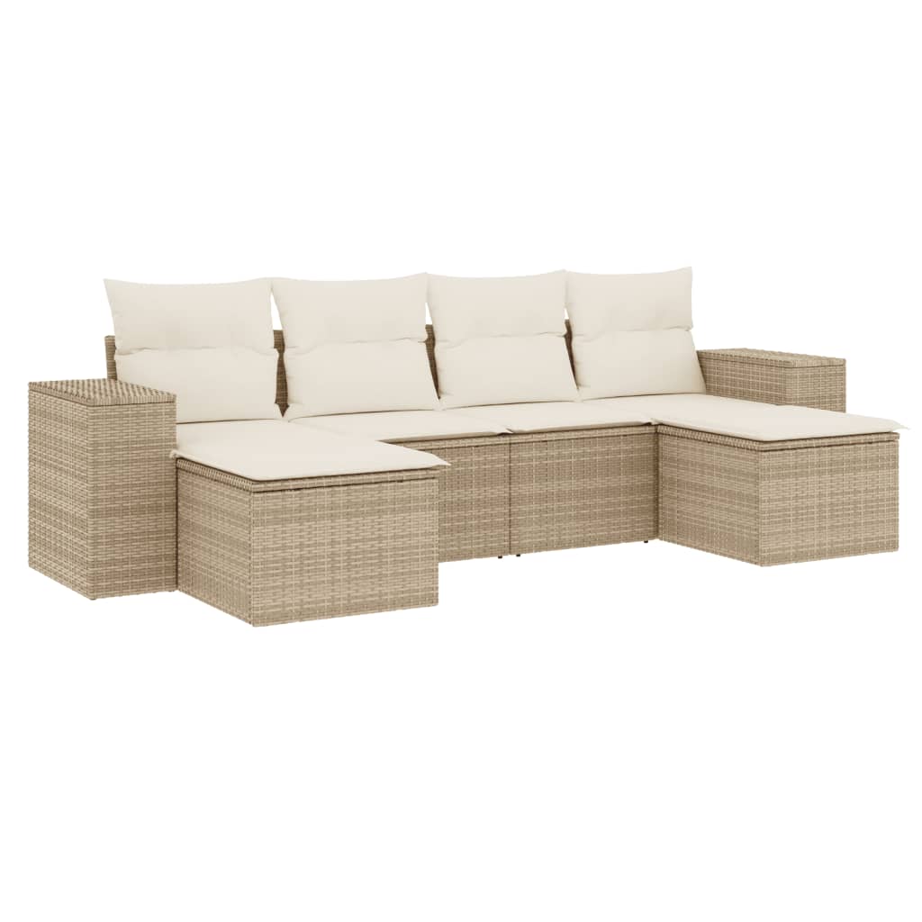 Set canapele de grădină cu perne, 6 piese, bej, poliratan GartenMobel Dekor