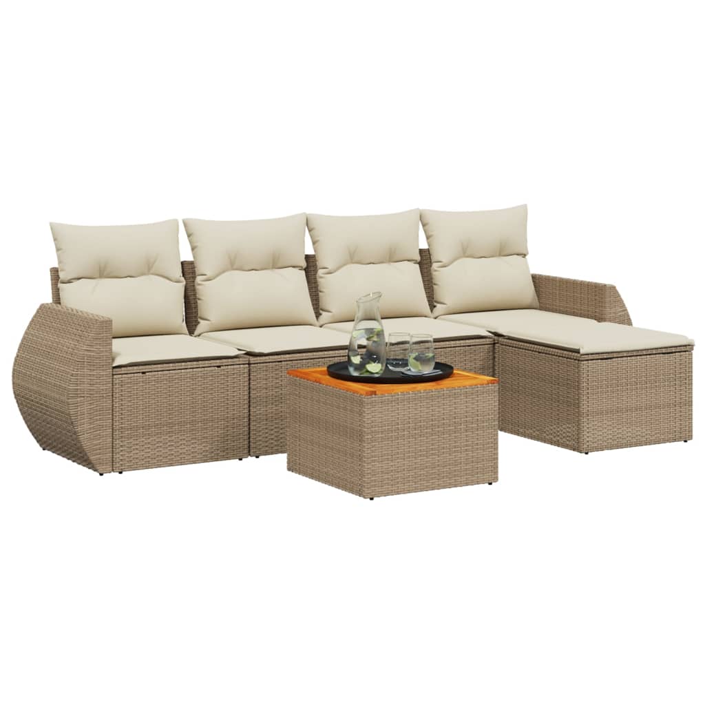 Set canapele de grădină cu perne, 6 piese, bej, poliratan GartenMobel Dekor